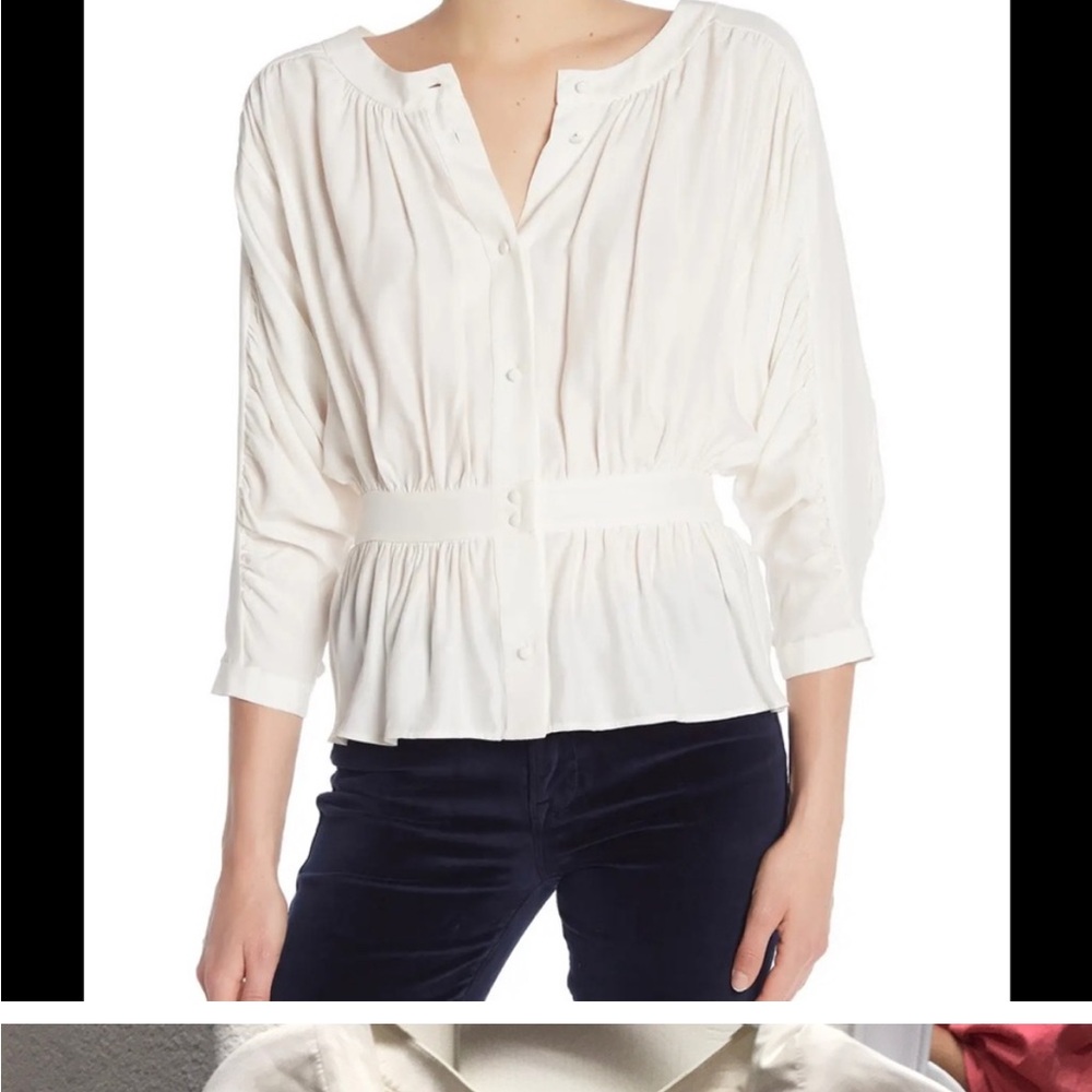 Frame Silk Off White Blouse Size Medium